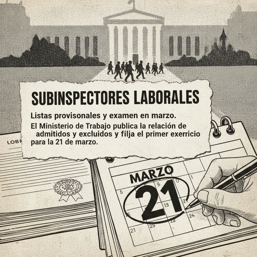 Subinspectores Laborales: Listas provisionales y examen en marzo