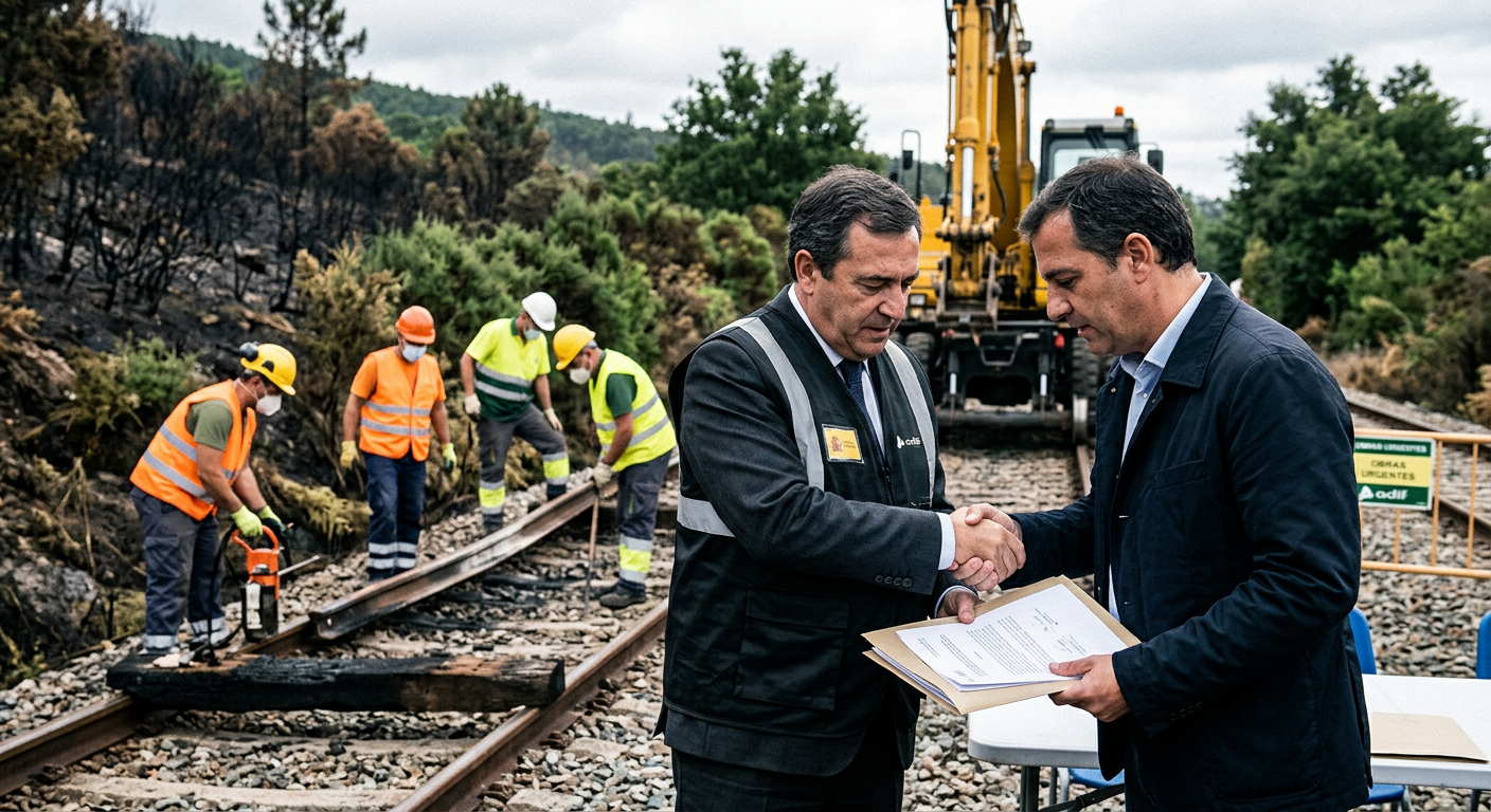 Contrato de emergencia para reparar daños por incendios en la línea Covas-Monforte