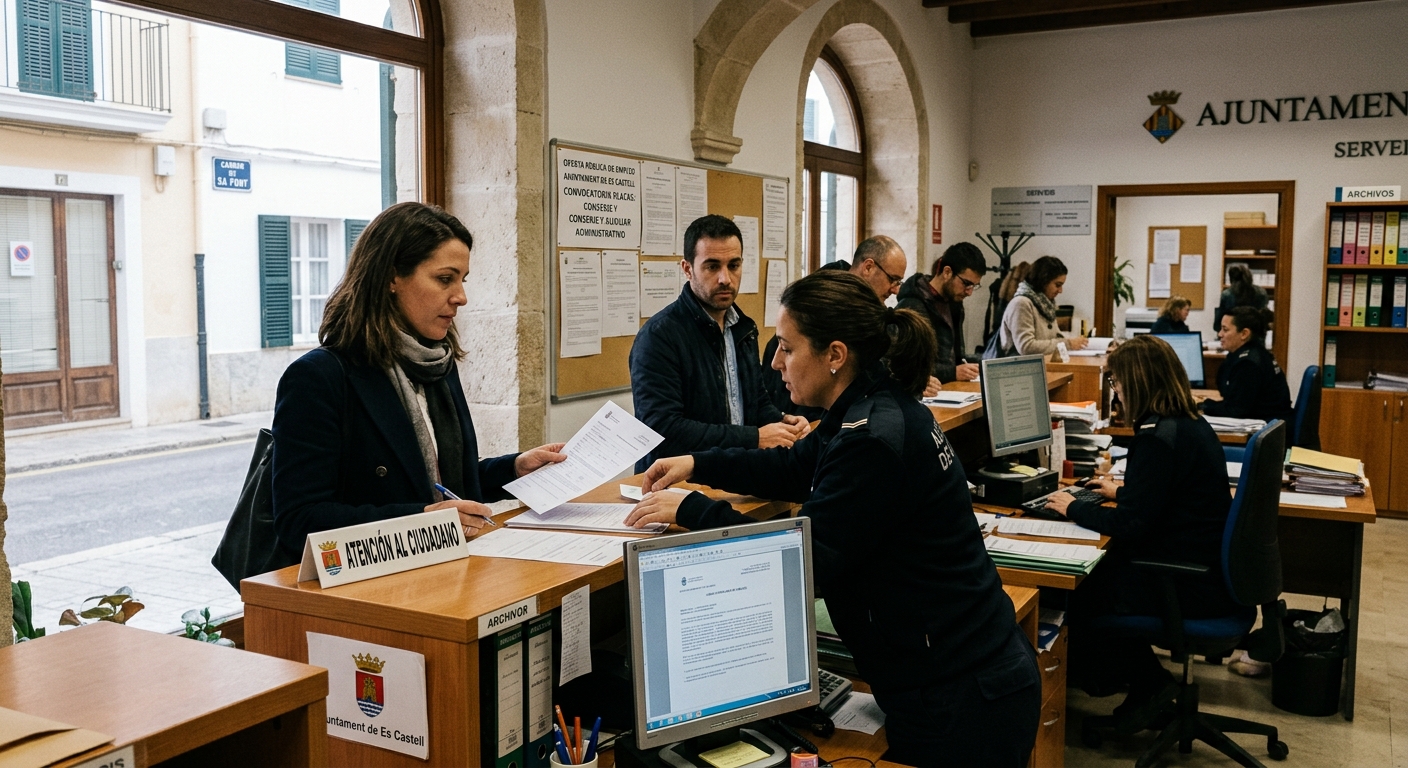 Es Castell convoca plazas de Conserje y Auxiliar Administrativo