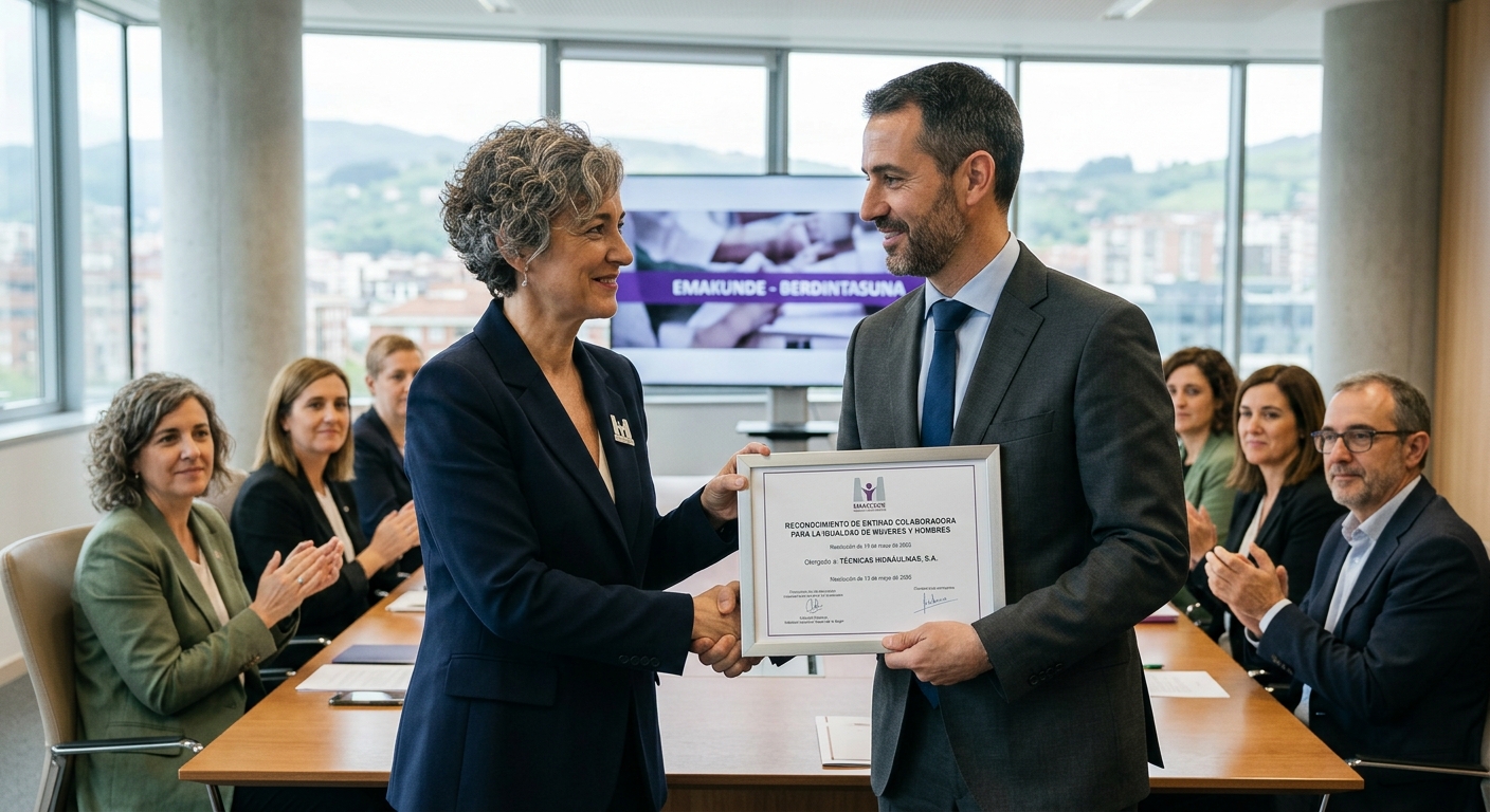 Reconocimiento a Técnicas Hidráulicas, S.A. como Entidad Colaboradora para la Igualdad de Mujeres y 